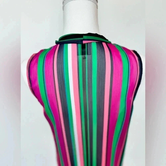Anne Klein Women's Sleeveless Sheer Stripe Blouse Size 4 - Picture 5 of 7